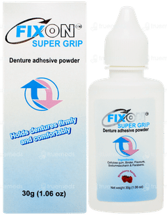 Fixon Super Grip Strawberry Flavour Denture Adhesive Powder 30gm