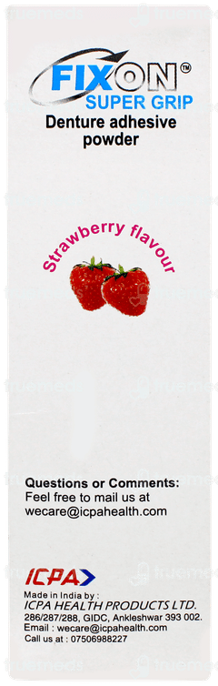 Fixon Super Grip Strawberry Flavour Denture Adhesive Powder 30gm