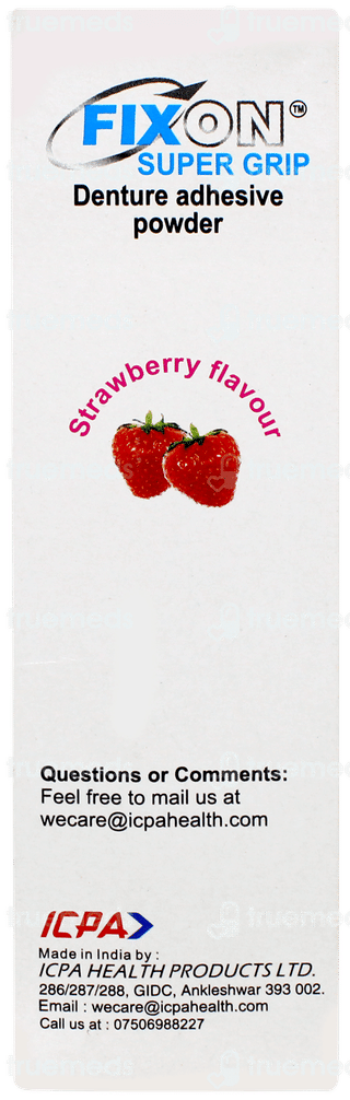 Fixon Super Grip Strawberry Flavour Denture Adhesive Powder 30gm