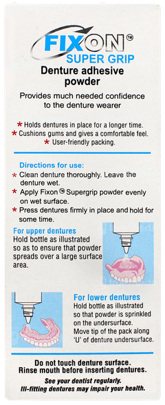 Fixon Super Grip Strawberry Flavour Denture Adhesive Powder 30gm