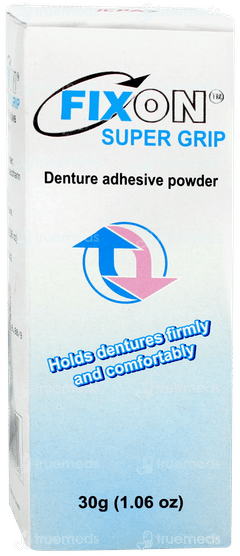 Fixon Super Grip Strawberry Flavour Denture Adhesive Powder 30gm