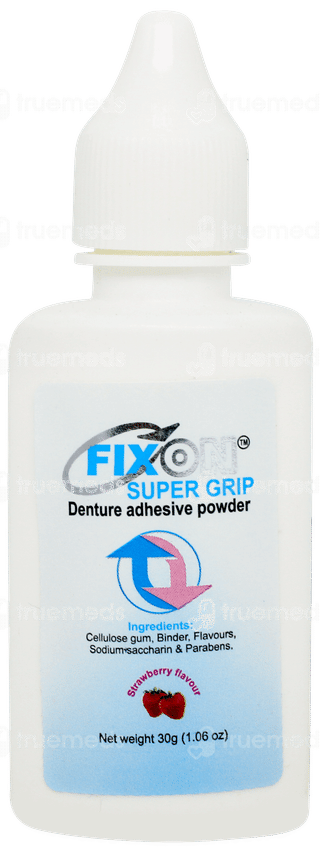 Fixon Super Grip Strawberry Flavour Denture Adhesive Powder 30gm