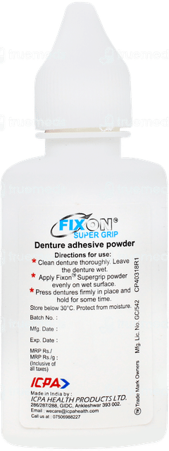 Fixon Super Grip Strawberry Flavour Denture Adhesive Powder 30gm