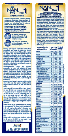 Nestle Nan Pro Stage 1 Up To 6 Months Infant Formula With Probiotic Refill Powder 400Gm