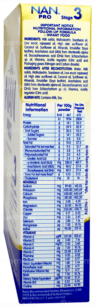 Nestle Nan Pro 3 After 12 Months Up To 18 Months Follow Up Formula Refill Powder 400gm