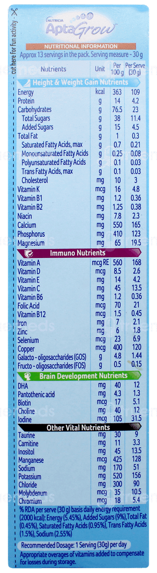 Nutricia Aptagrow 3+ Years Chocolate Flavour Powder 400gm