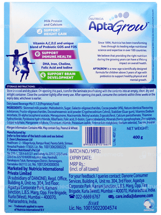 Nutricia Aptagrow 3+ Years Chocolate Flavour Powder 400gm