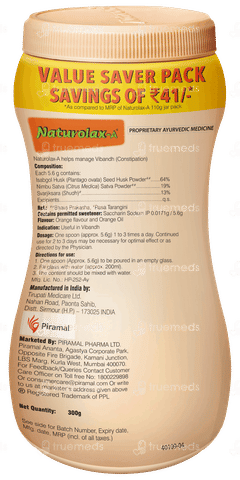 Naturolax-a Tasty Orange Flavour Powder 300gm