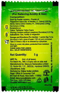 Dabur Pudin Hara Fizz Lemon Powder 5Gm