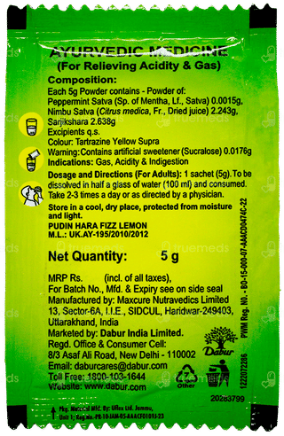 Dabur Pudin Hara Fizz Lemon Powder 5Gm