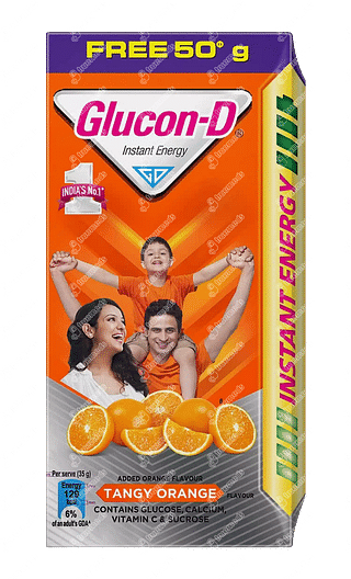 Glucon D Tangy Orange Flavour Refill Powder 75gm With 50gm Free