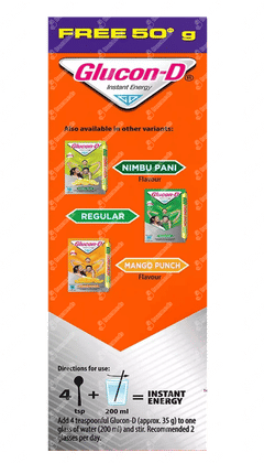 Glucon D Tangy Orange Flavour Refill Powder 75gm With 50gm Free