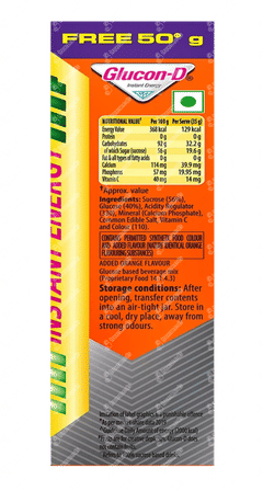 Glucon D Tangy Orange Flavour Refill Powder 75gm With 50gm Free