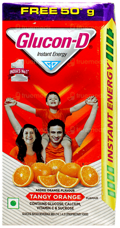 Glucon D Tangy Orange Flavour Refill Powder 75Gm With 50Gm Free