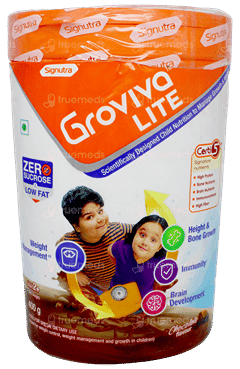 Groviva Lite 2+ Years Chocolate Flavour Zero Sucrose Powder Jar 400Gm