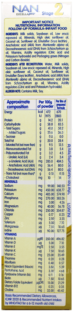 Nestle Nan Excellapro 2 After 6 Months Up To 12 Months Formula Powder Refill 400Gm