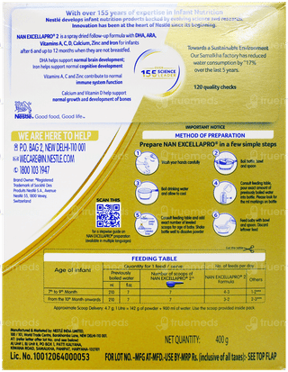 Nestle Nan Excellapro 2 After 6 Months Up To 12 Months Formula Powder Refill 400Gm