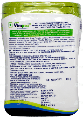 Lupin Vimpro Vanilla Flavour Powder Jar 400Gm