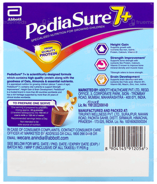 Pediasure 7+ With Oats & Almond Chocolate Flavour Powder Refill 200Gm