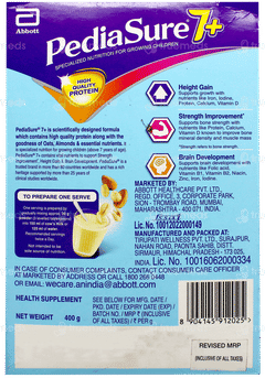 Pediasure 7+ Oats & Almond Vanilla Flavour Refill Powder 400gm