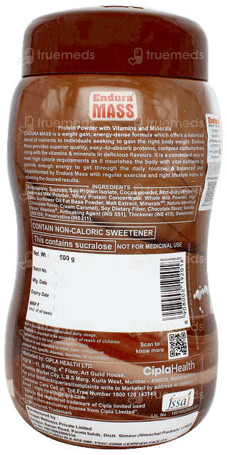 Endura Mass Weight Gainer Chocolate Flavour Powder 500gm