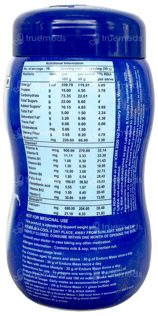 Endura Mass Weight Gainer Vanilla Flavour Powder 500Gm