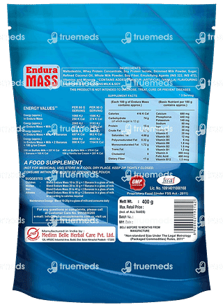 Endura Mass Weight Gainer Vanilla Flavour Refill Powder 400gm