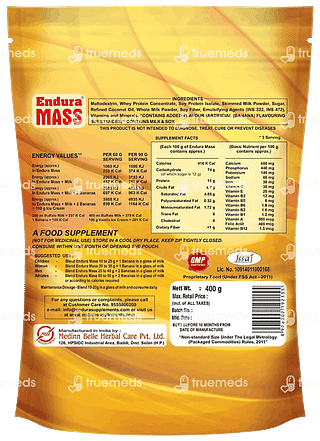 Endura Mass Weight Gainer Banana Refill 400 GM