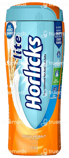 Horlicks Lite Regular Malt Flavour No Added Sugar Powder 450gm