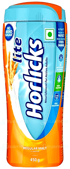 Horlicks Lite Regular Malt Flavour No Added Sugar Powder Jar 450Gm Horlicks Lite Regular Malt Flavour No Added Sugar Powder Jar 450Gm