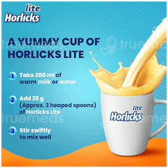 Horlicks Lite Regular Malt Flavour No Added Sugar Powder Jar 450Gm