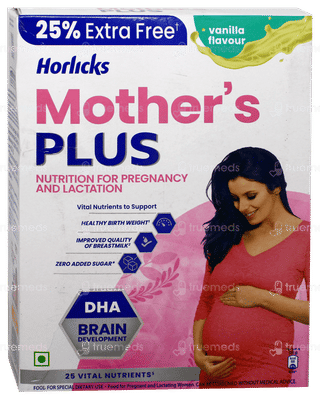Horlicks Mothers Plus Vanilla Flavour No Added Sugar Refill Powder 500Gm