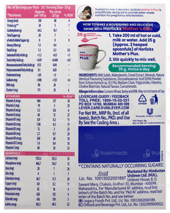 Horlicks Mothers Plus Vanilla Flavour No Added Sugar Refill Powder 500Gm