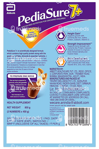Pediasure 7+ With Oats & Almond Chocolate Flavour Refill Powder 800gm