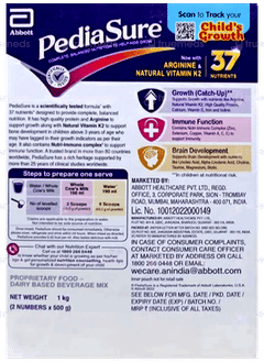 Pediasure Arginine & Natural Vitamin K2 Premium Choclate Flavour Powder 1Kg