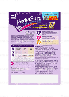 Pediasure Vanilla Flavour Zero Sucrose Added Refill Powder 400gm