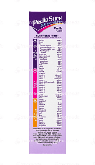 Pediasure Zero Sucrose Added Kids Nutrition Drink With Arginine & Natural Vitamin K2 For 2+ Vanilla 400 GM