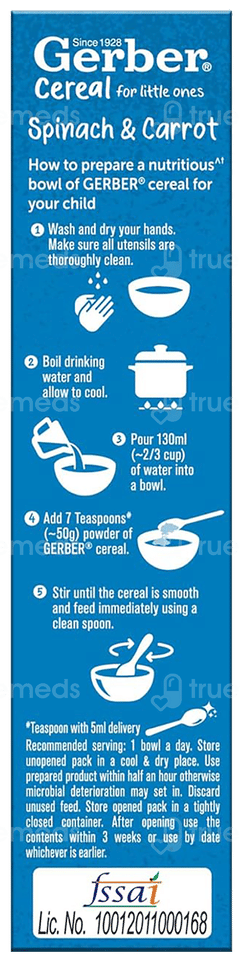 Gerber Cereal For Little Ones Spinach & Carrot 2-6 Years Power Blend 300gm