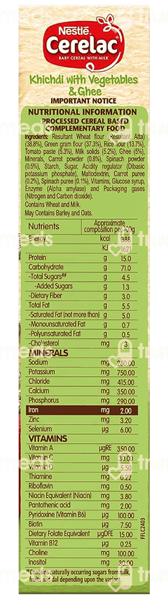 Nestle Cerelac Khichdi With Vegetables & Ghee From 8 To 24 Months Baby Cereal 300gm