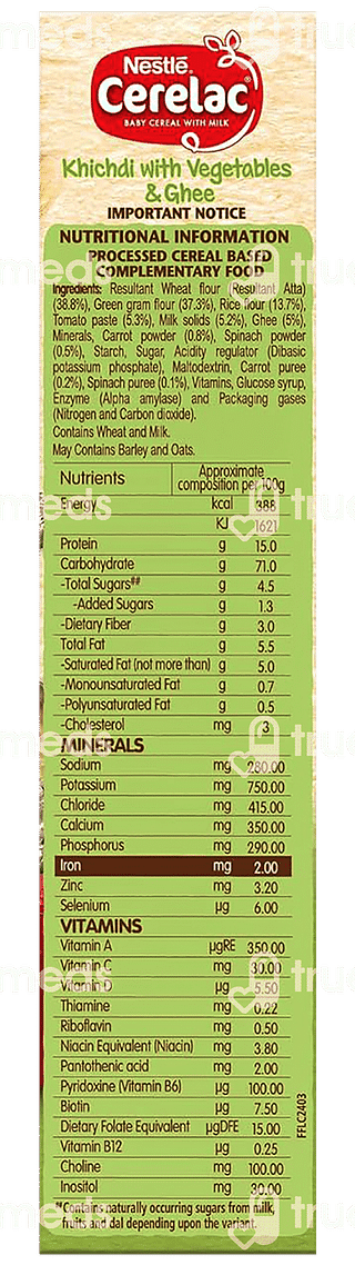 Nestle Cerelac Khichdi With Vegetables And Ghee From 8 To 24 Months Baby Cereal 300gm