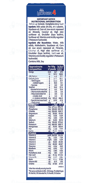 Nestle Lactogen 4 Follow Up Formula After 18 Months Upto 24 Months Refill Powder 400gm
