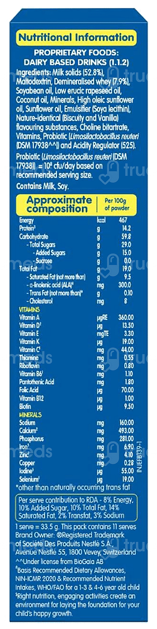 Nestle Lactogrow 2 To 6 Years Biscuity And Vanilla Flavour Powder 400gm