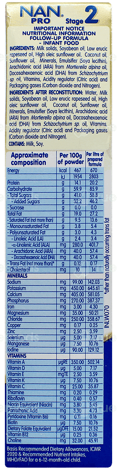 Nestle Nan Pro Stage 2 After 6 Months Up To 12 Months Follow Up Formula Powder 400gm
