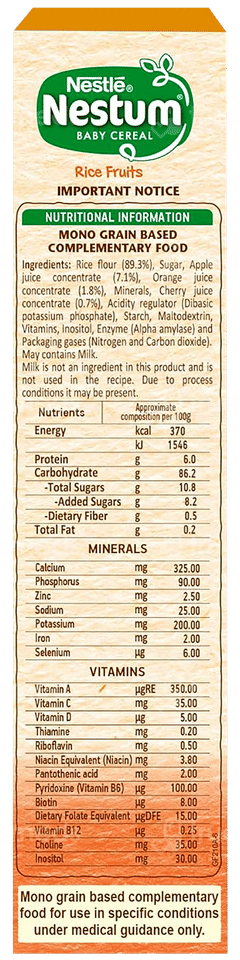 Nestle Nestum Rice Fruits From 10 To 24 Months Baby Cereal 300gm