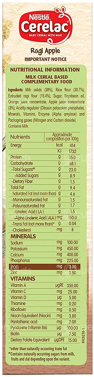 Nestle Cerelac Baby Cereal Stage 2 Ragi Apple 300 GM