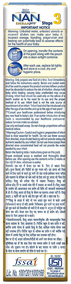 Nestle Nan Excella Pro Stage 3 After 12 Months Up To 24 Months Follow Up Formula Powder 400gm