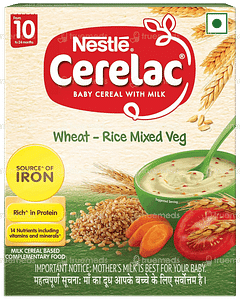 Nestle Cerelac Wheat Rice Mixed Veg Stage 3 From 10 To 24 Months Baby Cereal 300gm