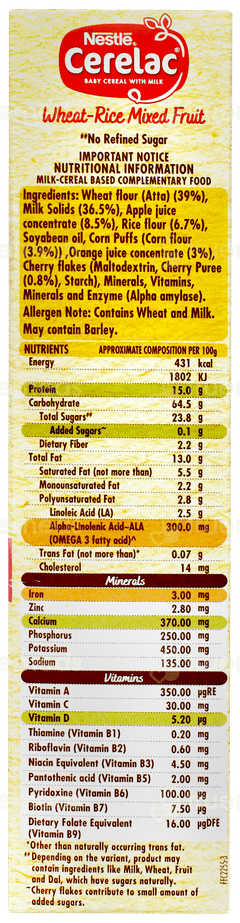 Nestle Cerelac Wheat Rice Mixed Veg From 10 To 24 Months Baby Cereal 300gm