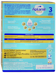 Aptamil Gold 3 From 12 Months Onwards Follow Up Formula Refill Powder 400gm