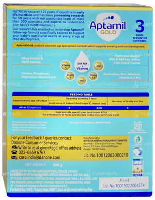 Aptamil Gold 3 From 12 Months Onwards Follow Up Formula Refill Powder 400gm